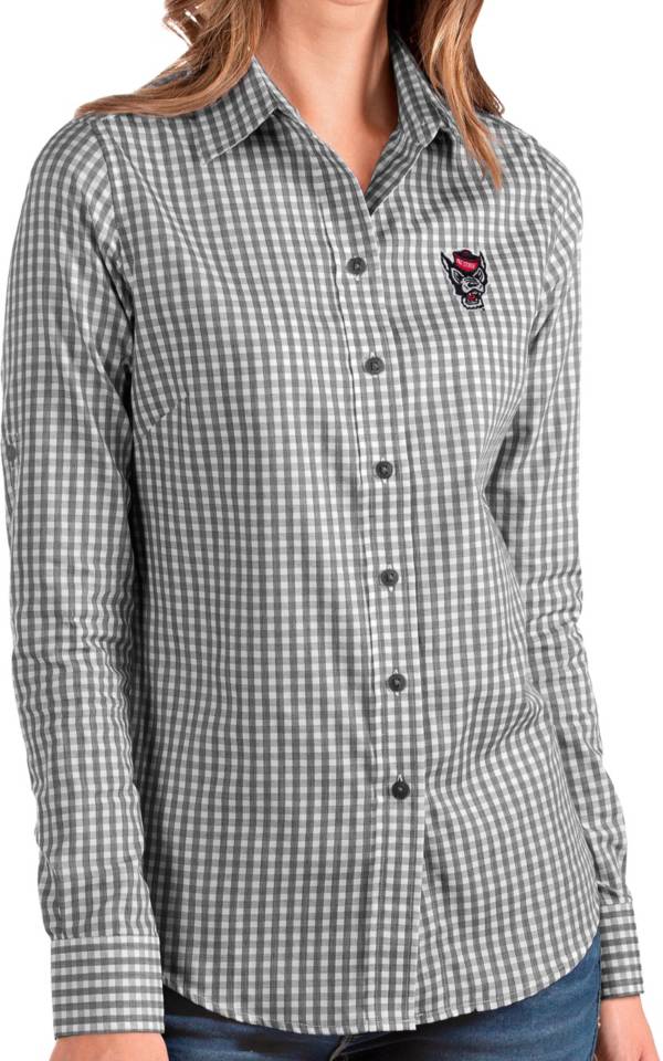 Antigua Women's NC State Wolfpack Structure Button Down Long Sleeve Black Shirt