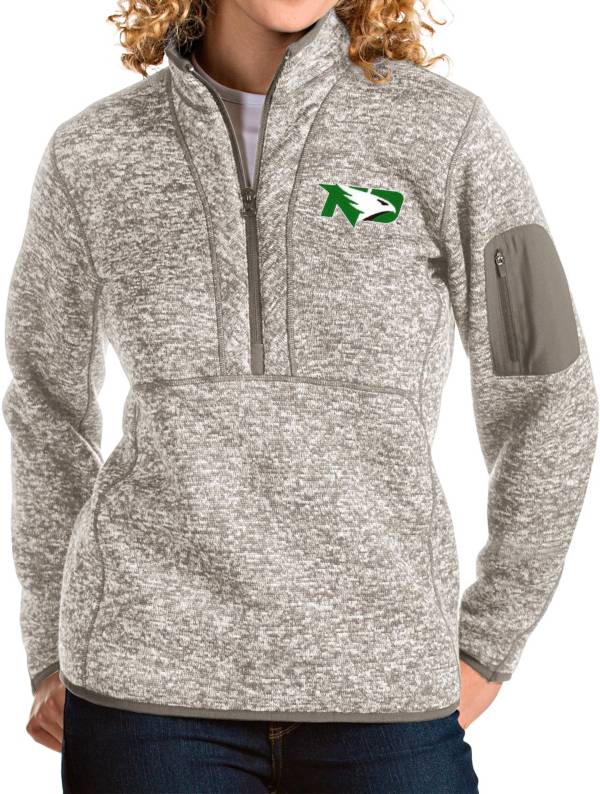 Antigua Women's North Dakota Fighting Hawks Oatmeal Fortune Pullover Jacket