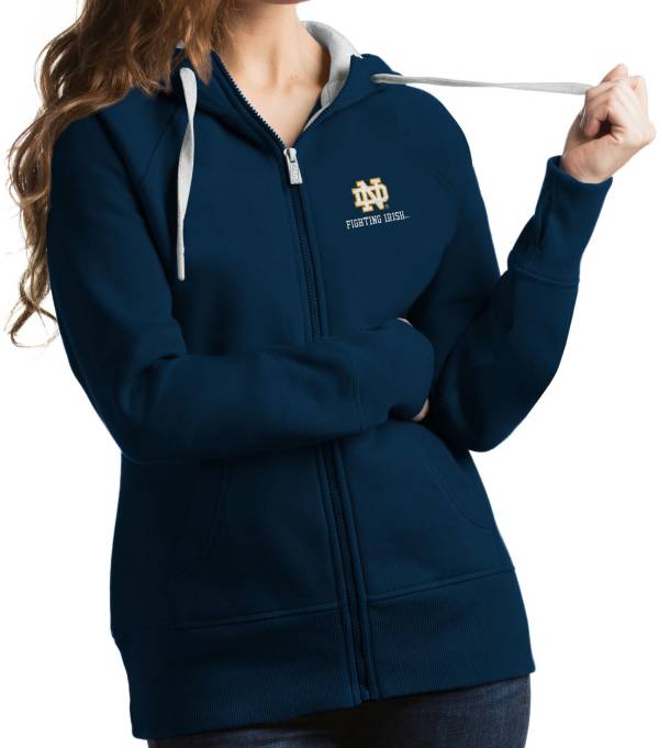 Antigua Women's Notre Dame Fighting Irish Navy Victory Full-Zip Hoodie