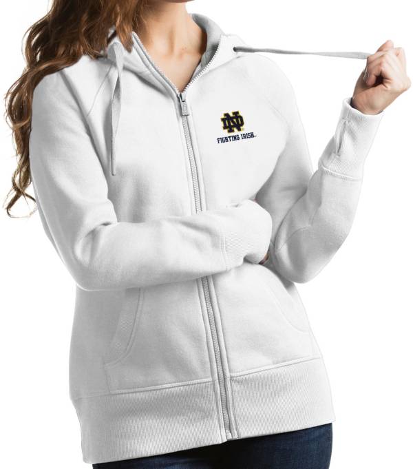 Antigua Women's Notre Dame Fighting Irish Victory Full-Zip White Hoodie