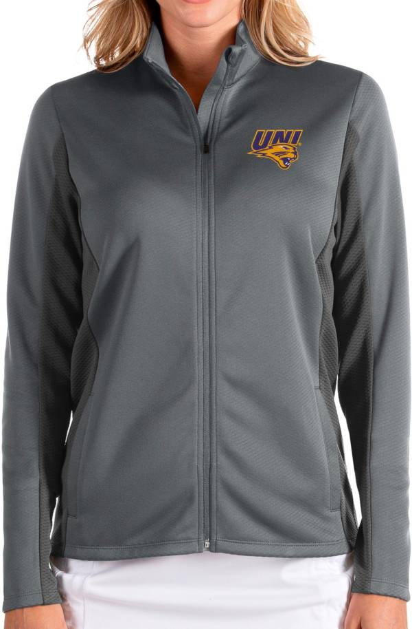 Antigua Women's Northern Iowa Panthers Grey Passage Full-Zip Jacket