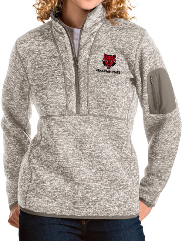 Antigua Women's Arkansas State Red Wolves Oatmeal Fortune Pullover Jacket product image
