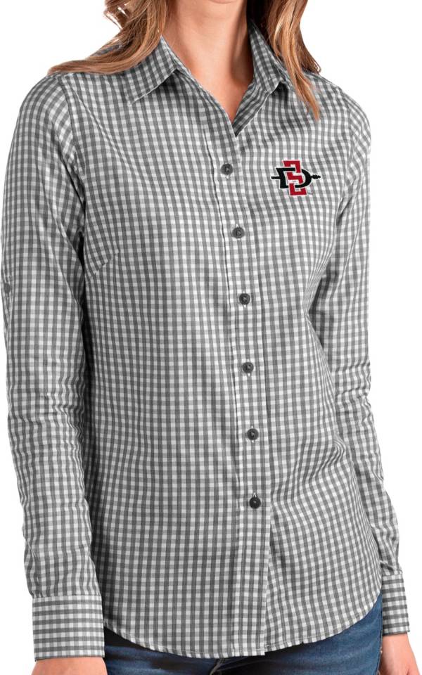 Antigua Women's San Diego State Aztecs Structure Button Down Long Sleeve Black Shirt