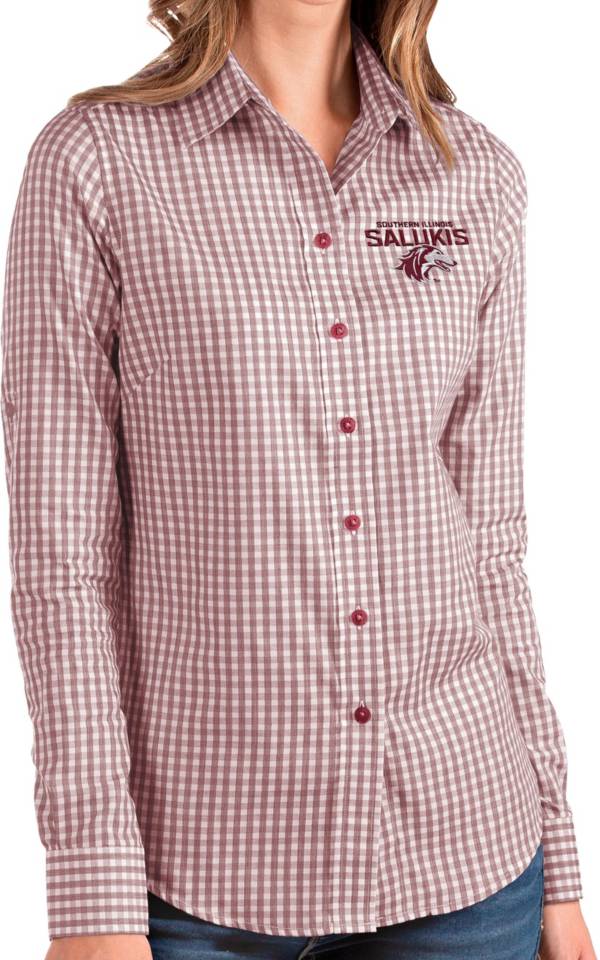 Antigua Women's Southern Illinois Salukis Maroon Structure Button Down Long Sleeve Shirt