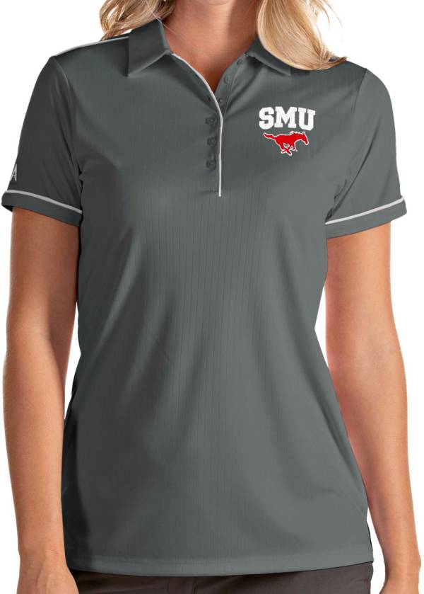 Antigua Women's Southern Methodist Mustangs Grey Salute Performance Polo