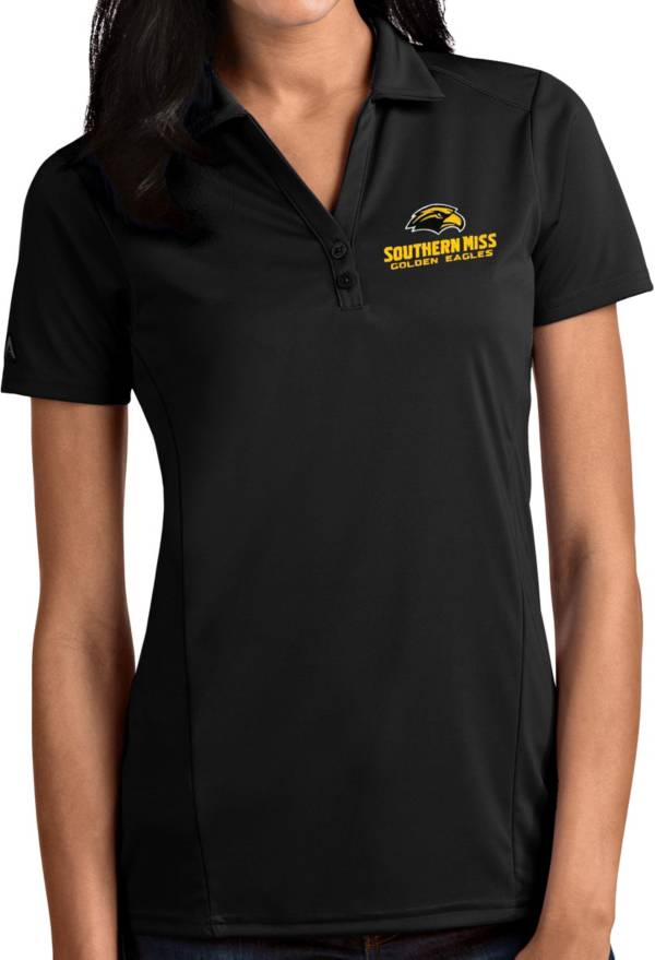 Antigua Women's Southern Miss Golden Eagles Tribute Performance Black Polo