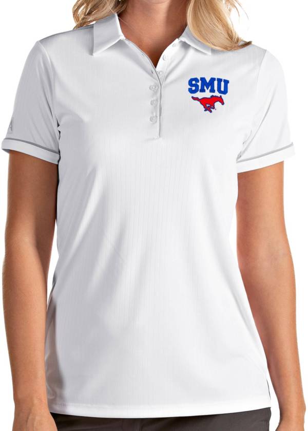 Antigua Women's Southern Methodist Mustangs Salute Performance White Polo