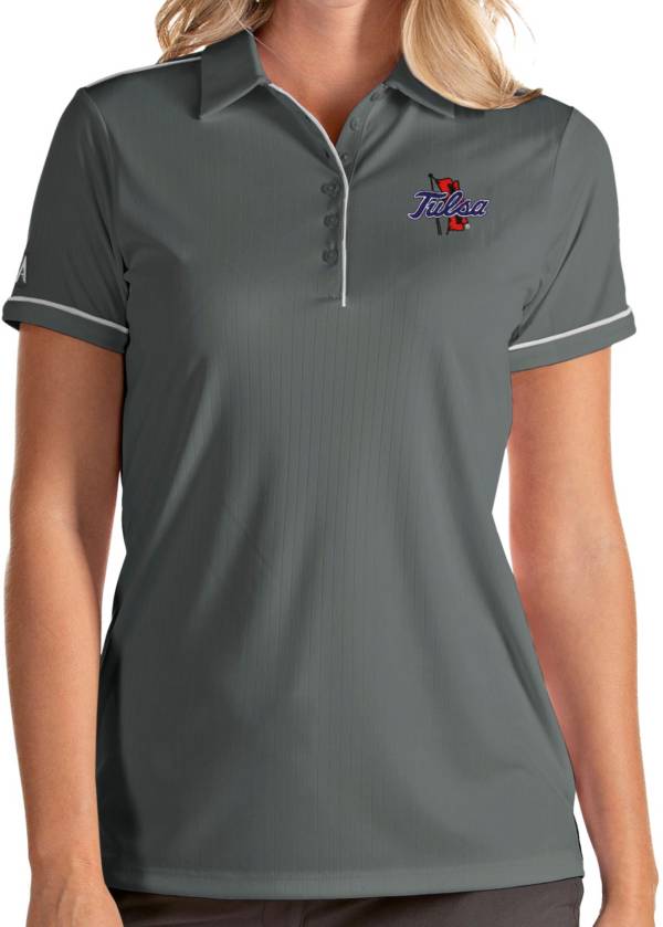 Antigua Women's Tulsa Golden Hurricane Grey Salute Performance Polo