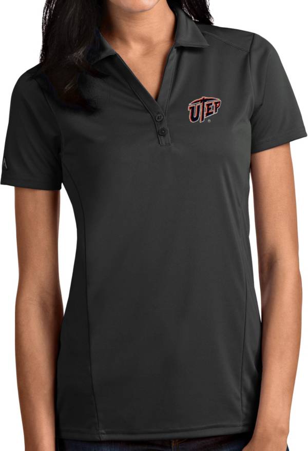 Antigua Women's UTEP Miners Grey Tribute Performance Polo