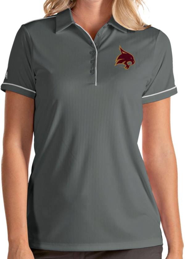 Antigua Women's Texas State Bobcats Grey Salute Performance Polo