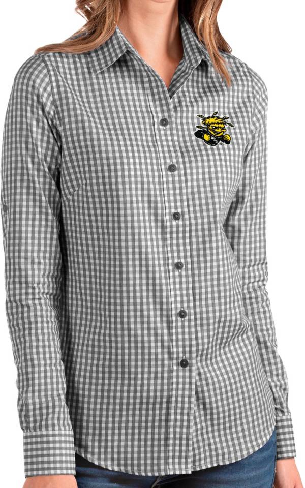 Antigua Women's Wichita State Shockers Structure Button Down Long Sleeve Black Shirt