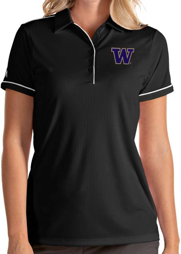 Antigua Women's Washington Huskies Salute Performance Black Polo