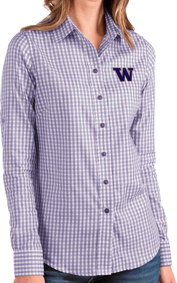 Antigua Women's Washington Huskies Purple Structure Button Down Long Sleeve Shirt