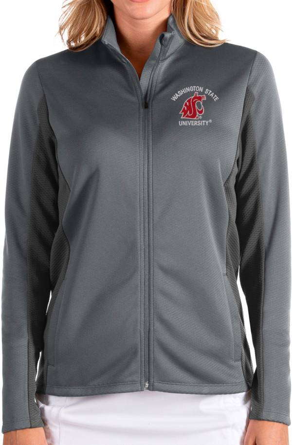 Antigua Women's Washington State Cougars Grey Passage Full-Zip Jacket