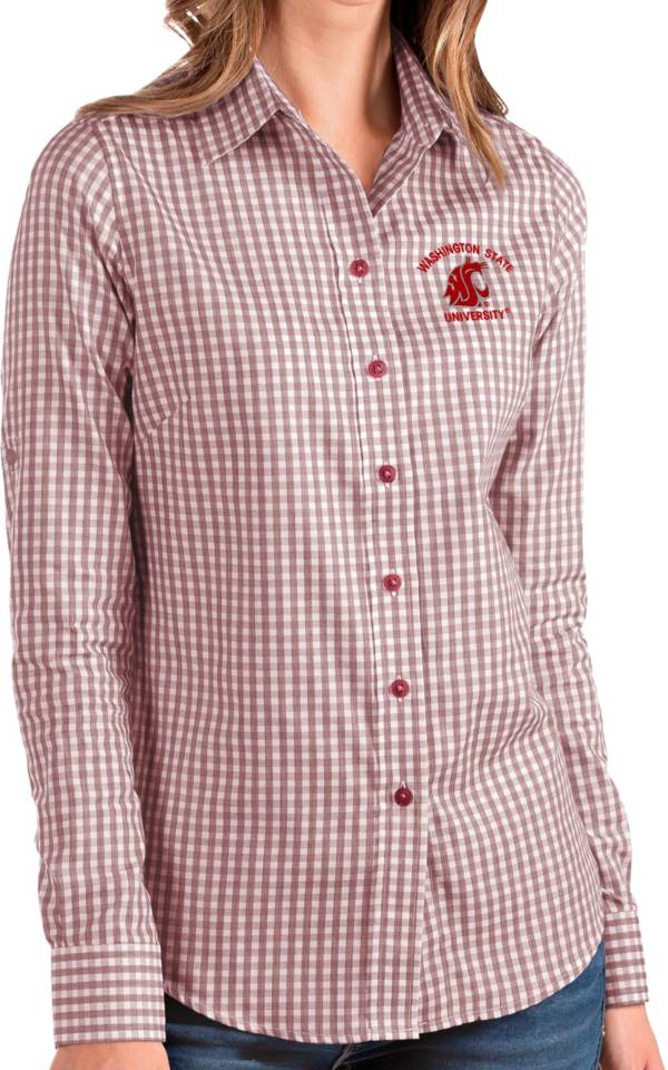 Antigua Women's Washington State Cougars Crimson Structure Button Down Long Sleeve Shirt