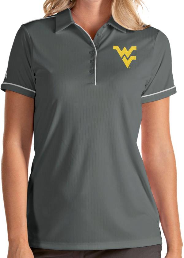 Antigua Women's West Virginia Mountaineers Grey Salute Performance Polo