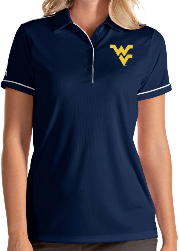 Antigua Women's West Virginia Mountaineers Blue Salute Performance Polo