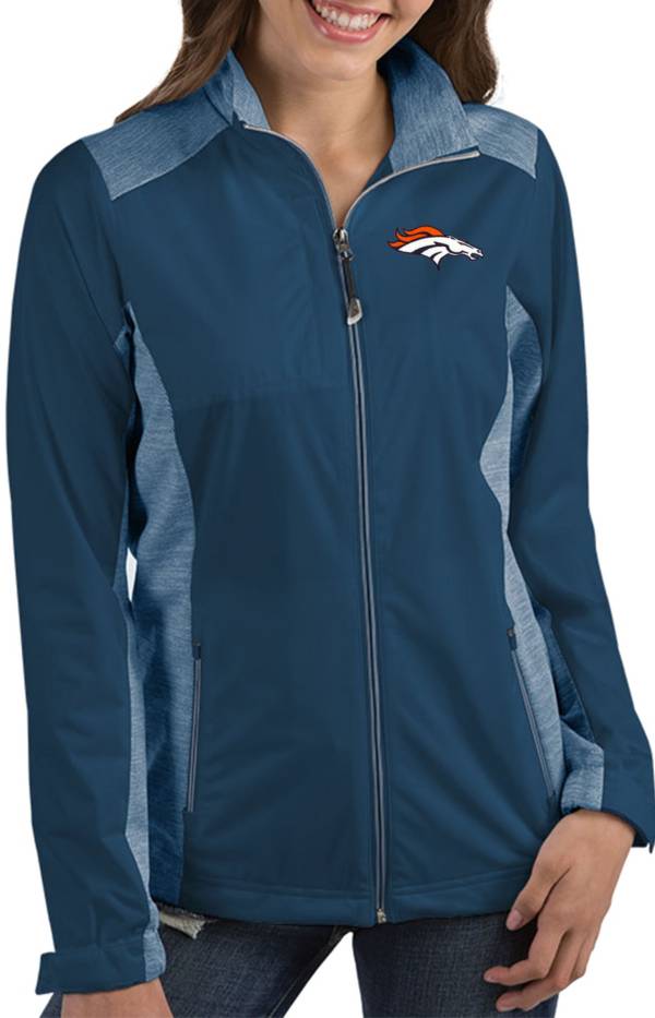 Antigua Women's Denver Broncos Revolve Navy Full-Zip Jacket