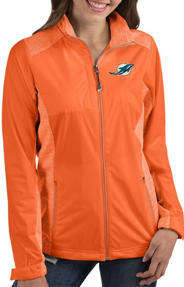 Antigua Women's Miami Dolphins Revolve Orange Full-Zip Jacket