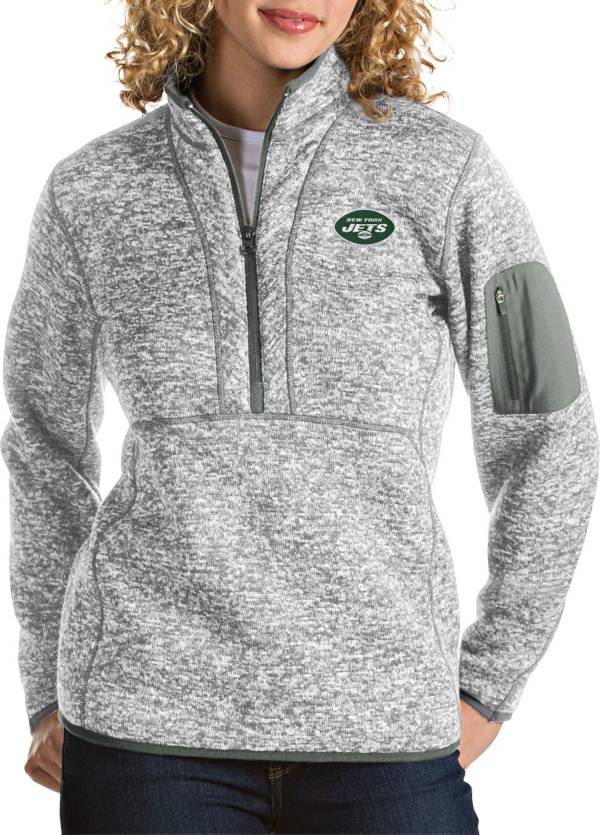 Antigua Women's New York Jets Fortune Heather Grey Pullover Jacket