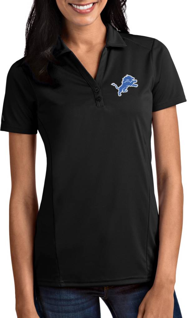 Antigua Women's Detroit Lions Tribute Black Polo