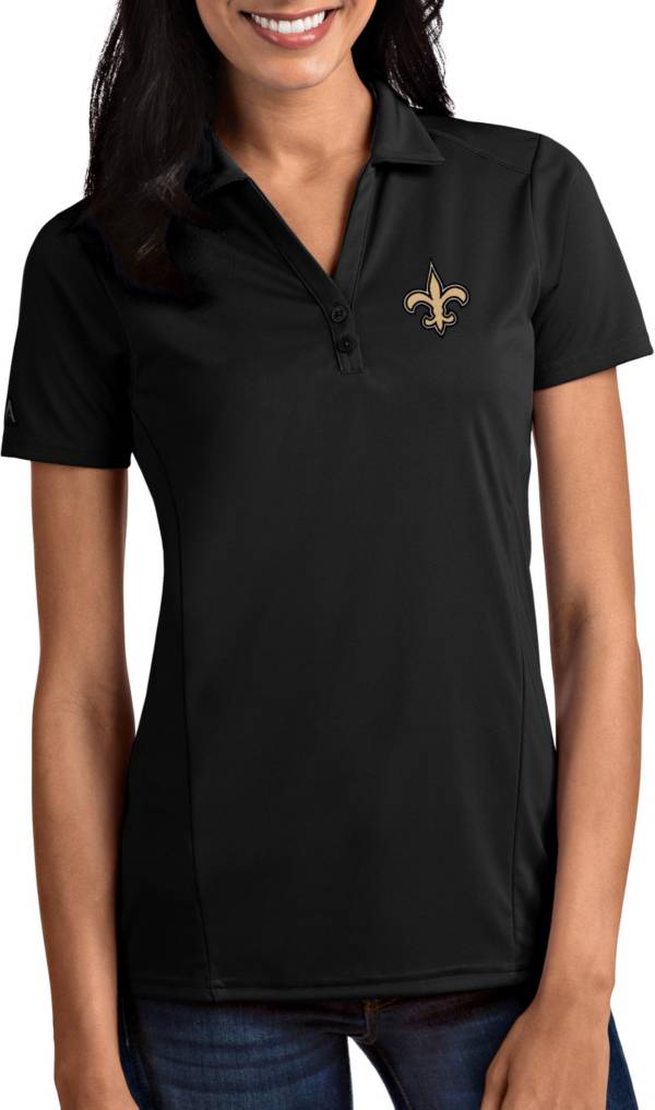 Antigua Women's New Orleans Saints Tribute Black Polo