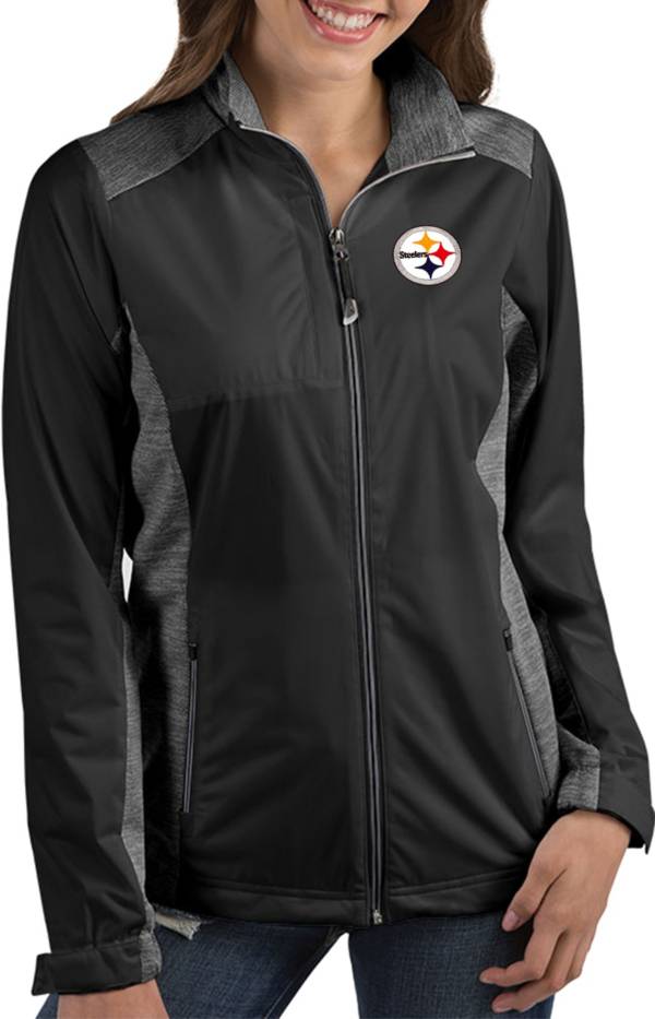 Antigua Women's Pittsburgh Steelers Revolve Black Full-Zip Jacket