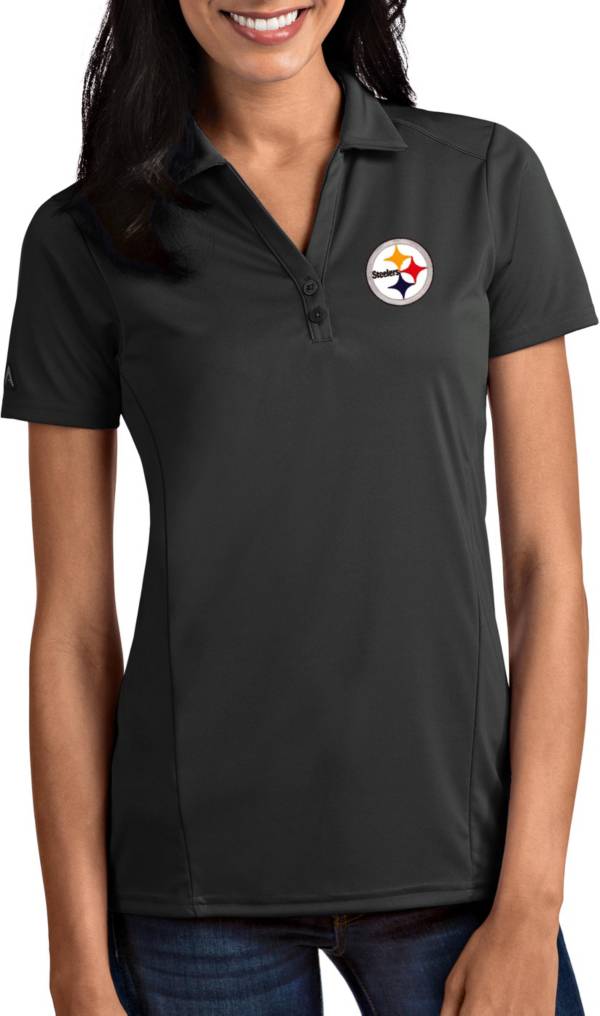 Antigua Women's Pittsburgh Steelers Tribute Grey Polo