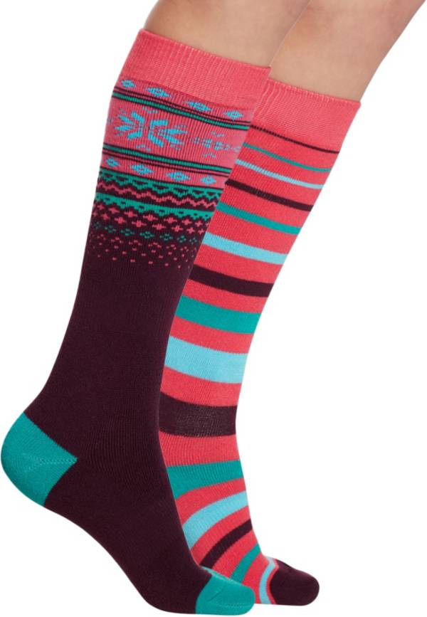 Alpine Design Girls' Snow Sport Over-the-Calf Socks - 2 Pack