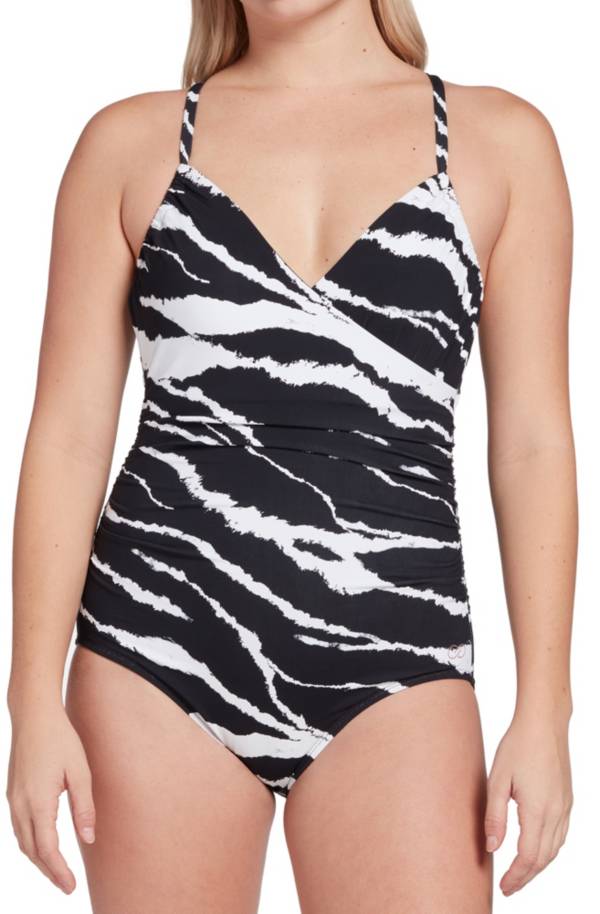CALIA Women's Ruched Printed One Piece Swimsuit product image
