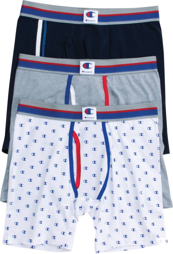 Champion Men's Everyday Comfort Script Logo Boxer Briefs – 3 Pack