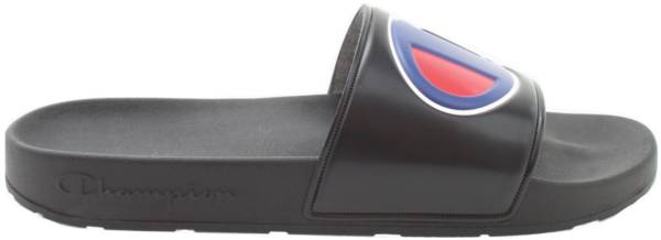 Men's Champion IPO Slide Sandals Black/Red-Blue Sizes 8-13 NIB CM100073M 
