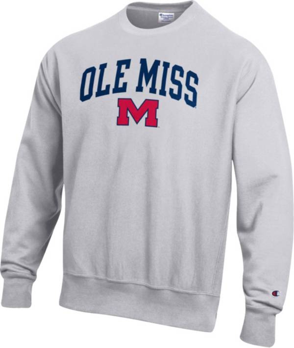 Champion Men's Ole Miss Rebels Grey Reverse Weave Crew Sweatshirt product image