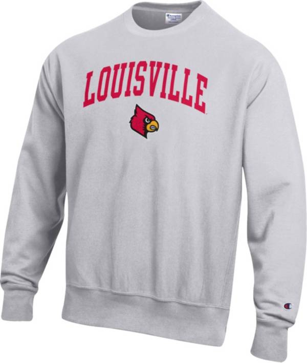 Champion Men's Louisville Cardinals Grey Reverse Weave Crew Sweatshirt product image