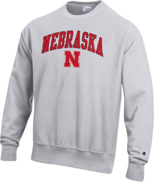 Champion Men's Nebraska Cornhuskers Grey Reverse Weave Crew Sweatshirt product image
