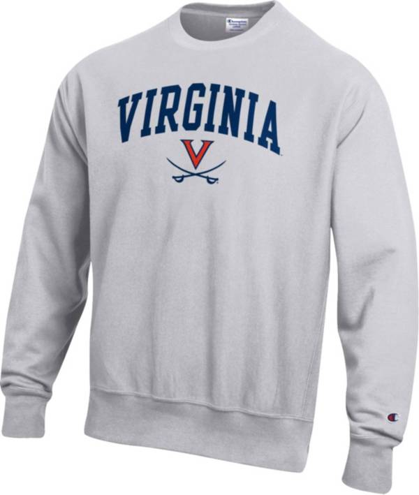 Champion Men's Virginia Cavaliers Grey Reverse Weave Crew Sweatshirt