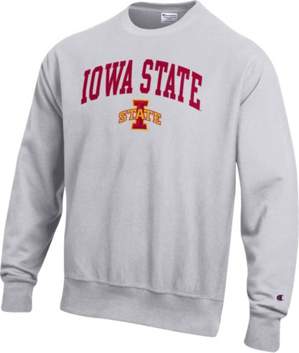 Champion Men's Iowa State Cyclones Grey Reverse Weave Crew Sweatshirt