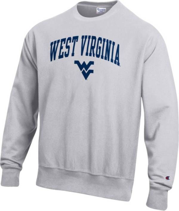 Champion Men's West Virginia Mountaineers Grey Reverse Weave Crew Sweatshirt product image