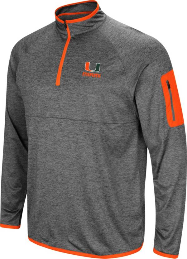 Colosseum Men's Miami Hurricanes Grey Indus River Quarter-Zip Pullover Shirt
