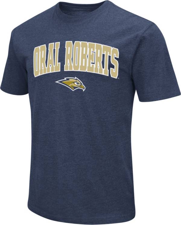 Colosseum Men's Oral Roberts Golden Ealges Navy Blue Dual Blend T-Shirt