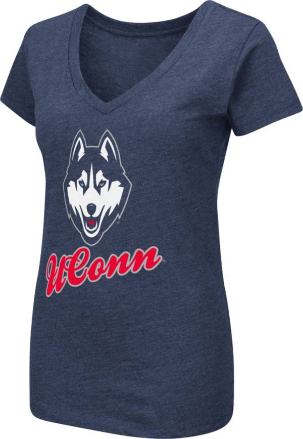 Colosseum Women's UConn Huskies Blue Dual Blend V-Neck T-Shirt