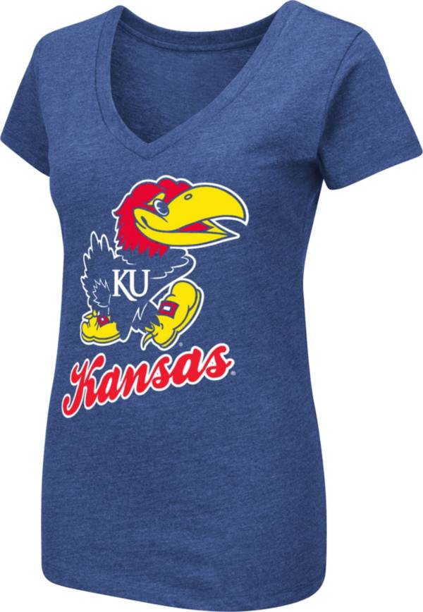 Colosseum Women's Kansas Jayhawks Blue Dual Blend V-Neck T-Shirt