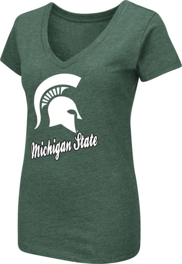 Colosseum Women's Michigan State Spartans Green Dual Blend V-Neck T-Shirt