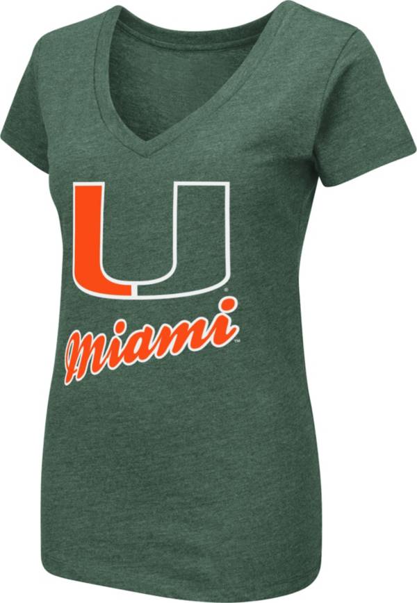 Colosseum Women's Miami Hurricanes Green Dual Blend V-Neck T-Shirt