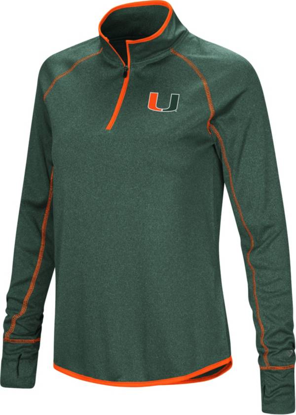 Colosseum Women's Miami Hurricanes Green Stingray Quarter-Zip Pullover Shirt