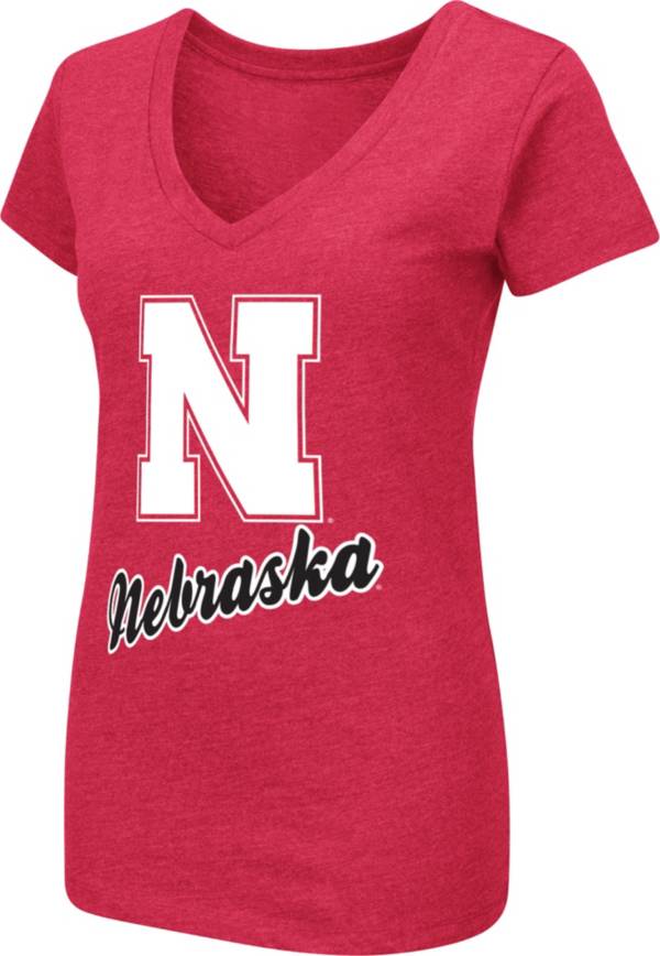 Colosseum Women's Nebraska Cornhuskers Scarlet Dual Blend V-Neck T-Shirt
