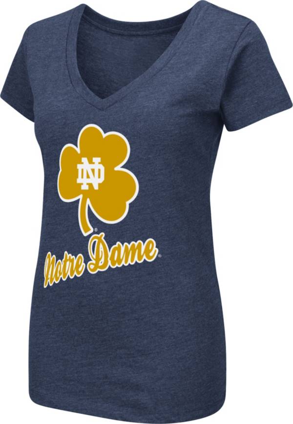 Colosseum Women's Notre Dame Fighting Irish Navy Dual Blend V-Neck T-Shirt