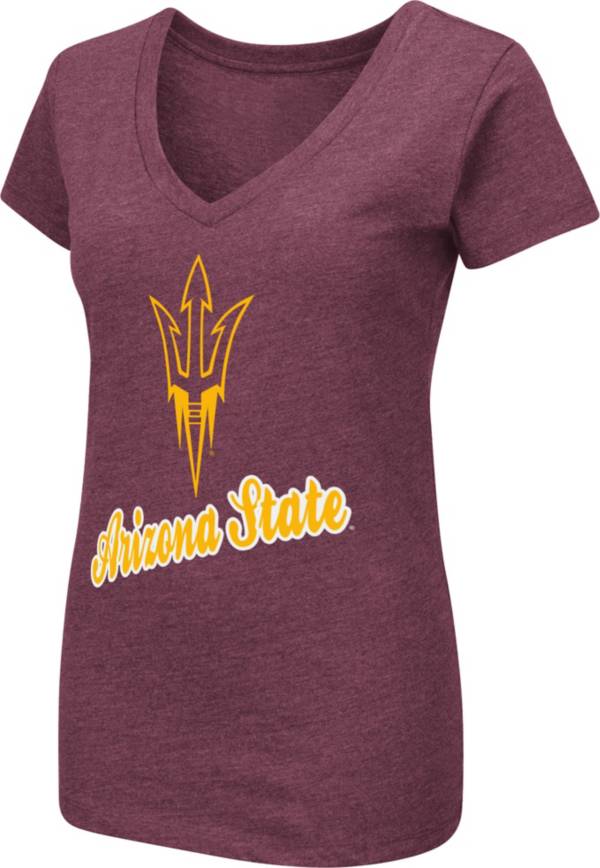 Colosseum Women's Arizona State Sun Devils Maroon Dual Blend V-Neck T-Shirt