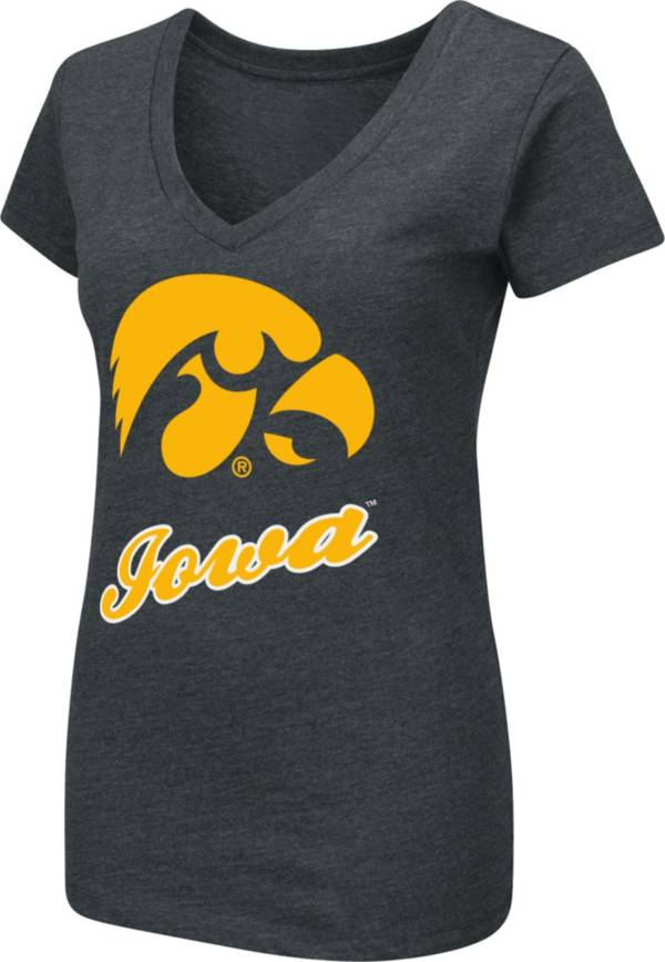 Colosseum Women's Iowa Hawkeyes Dual Blend V-Neck Black T-Shirt