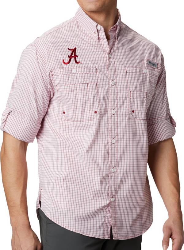 Columbia Men's Alabama Crimson Tide Crimson Gingham Long Sleeve Tamiami Shirt